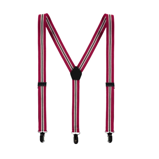 Elastic Suspenders - Red and cream Stripe