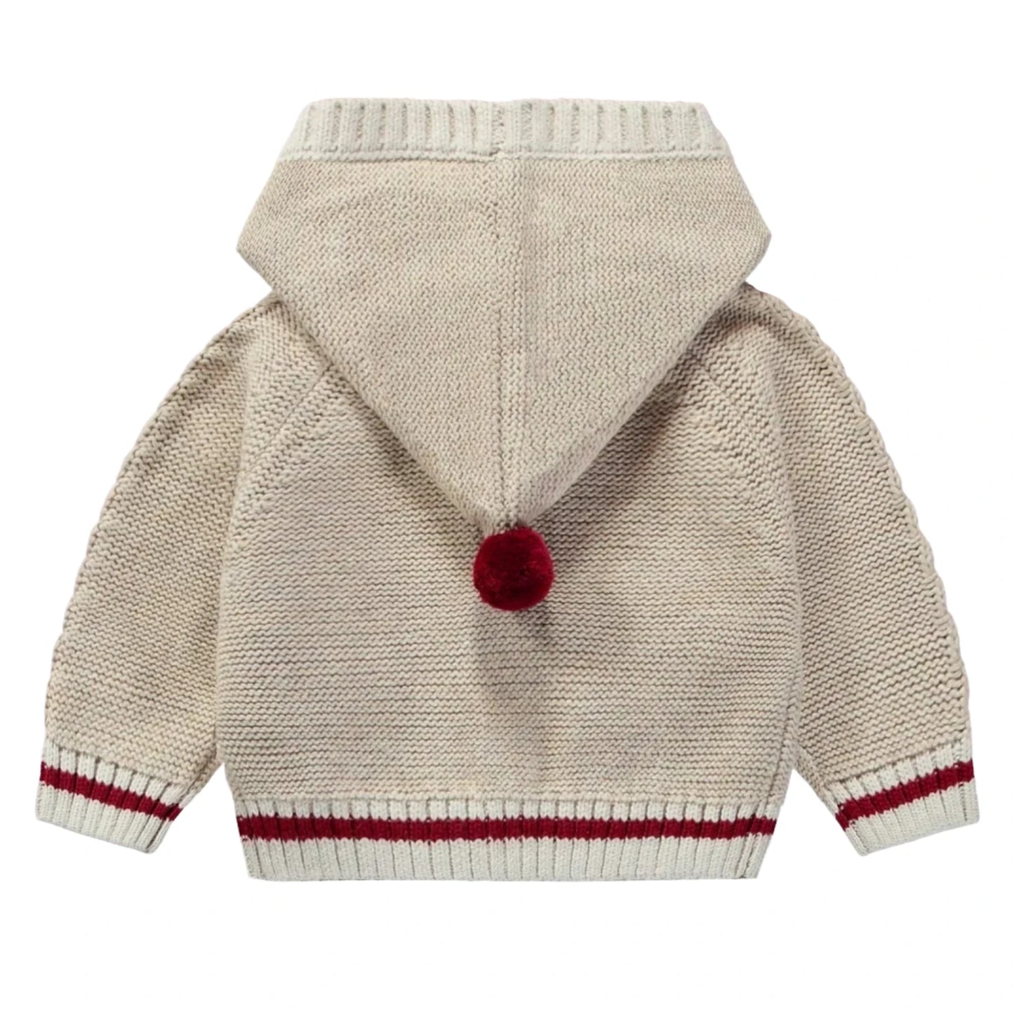 Knit Hooded Baby Sweater - Beige