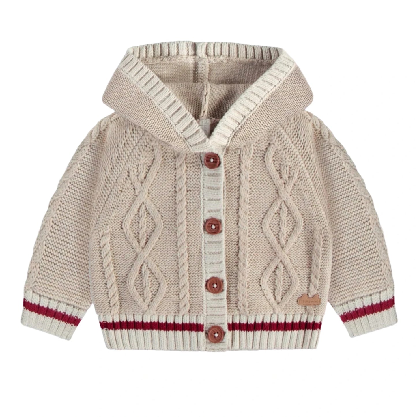 Knit Hooded Baby Sweater - Beige