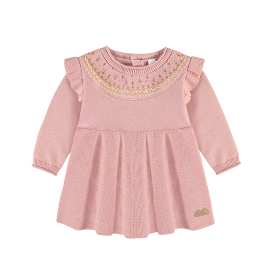 Knit Baby Ruffle Dress - Pink