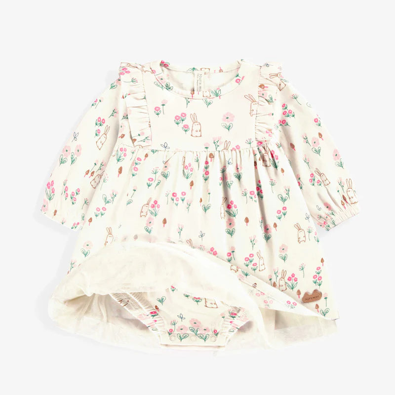 Flowers and Bunnies Cream Dress