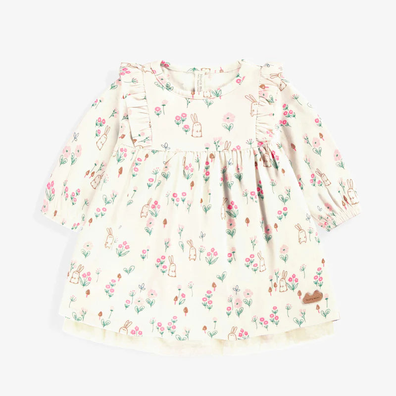 Flowers and Bunnies Cream Dress
