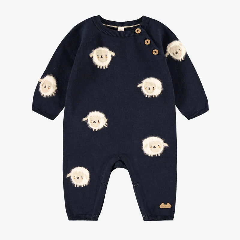 Navy Sheep Knit Romper