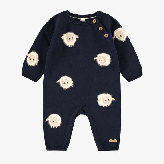 Navy Sheep Knit Romper