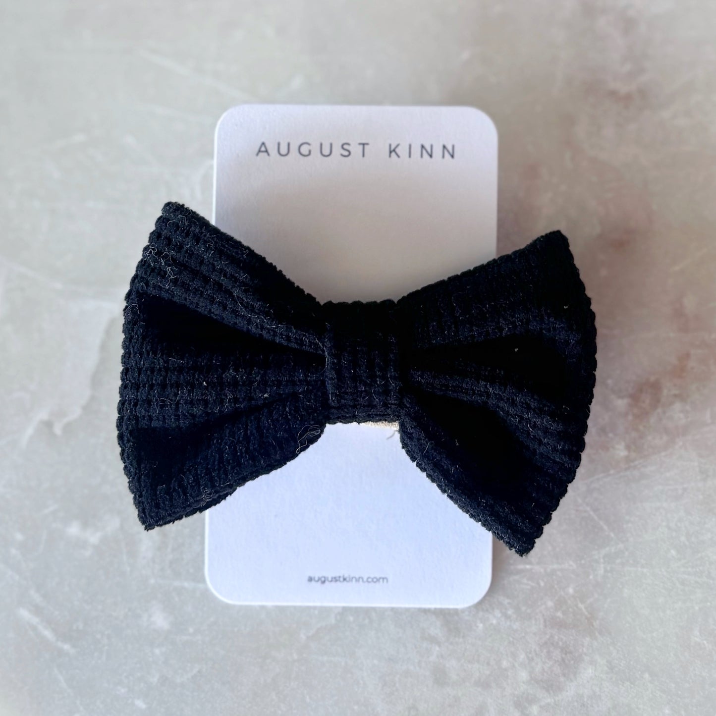 Waffle Bow Stretch Headband - Black