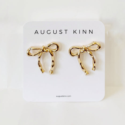 Gold Bow Stud Earrings