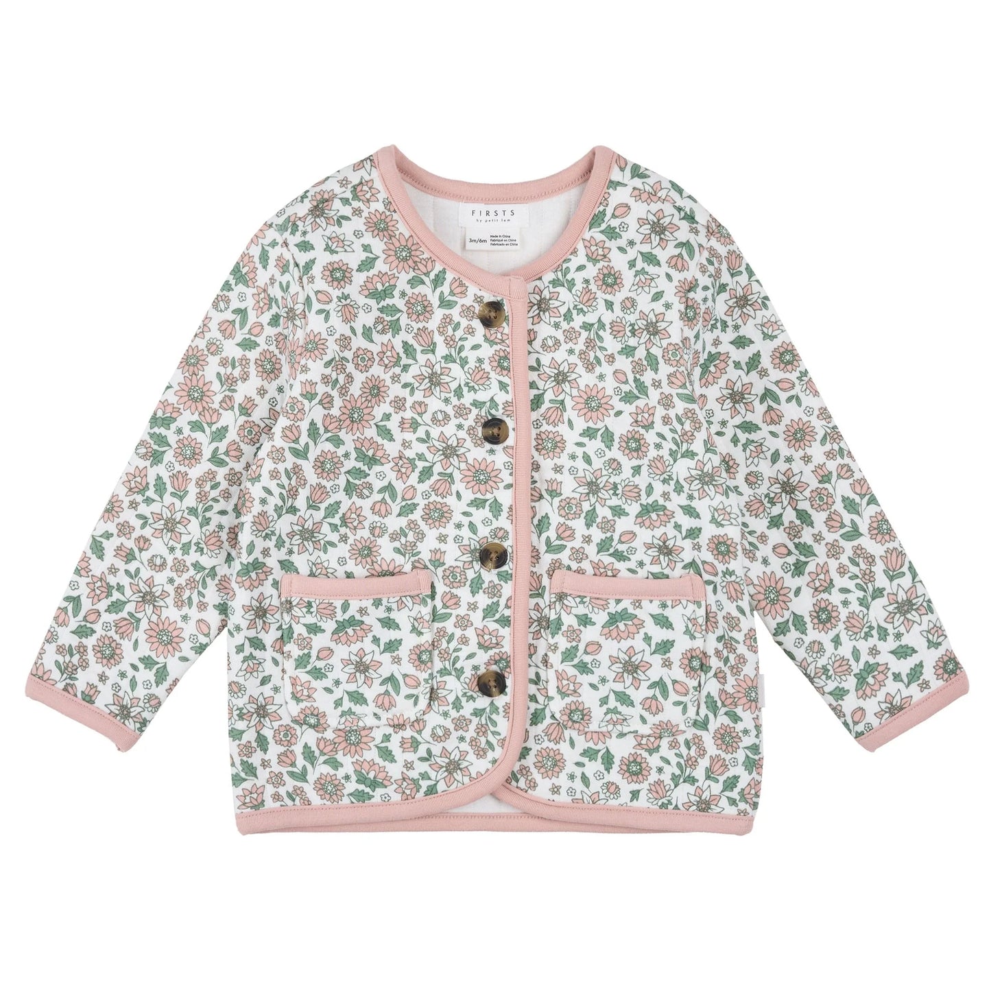 Cotton Jersey Quilted Cardigan - Farm Floral