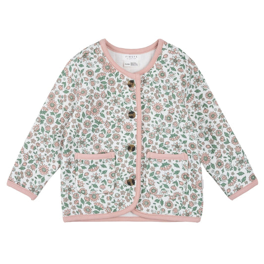 Cotton Jersey Quilted Cardigan - Farm Floral