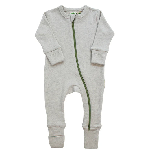 Organic Zip Romper - Soft Grey Melange