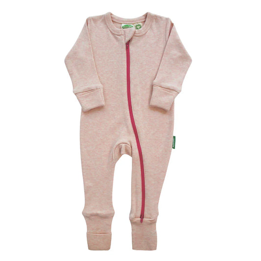 Zip Romper - Soft Pink Melange