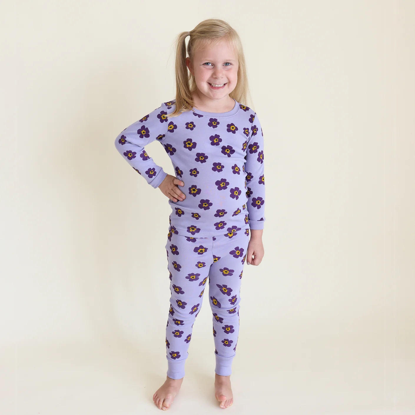 Organic Kids Pajama Set - Pansies