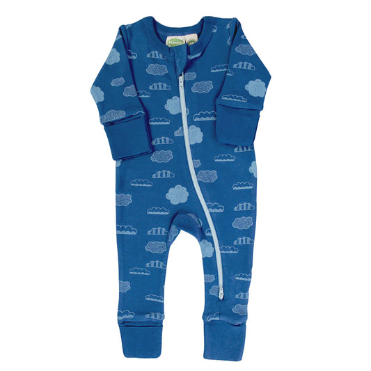 Organic Cotton Zip Romper - Clouds