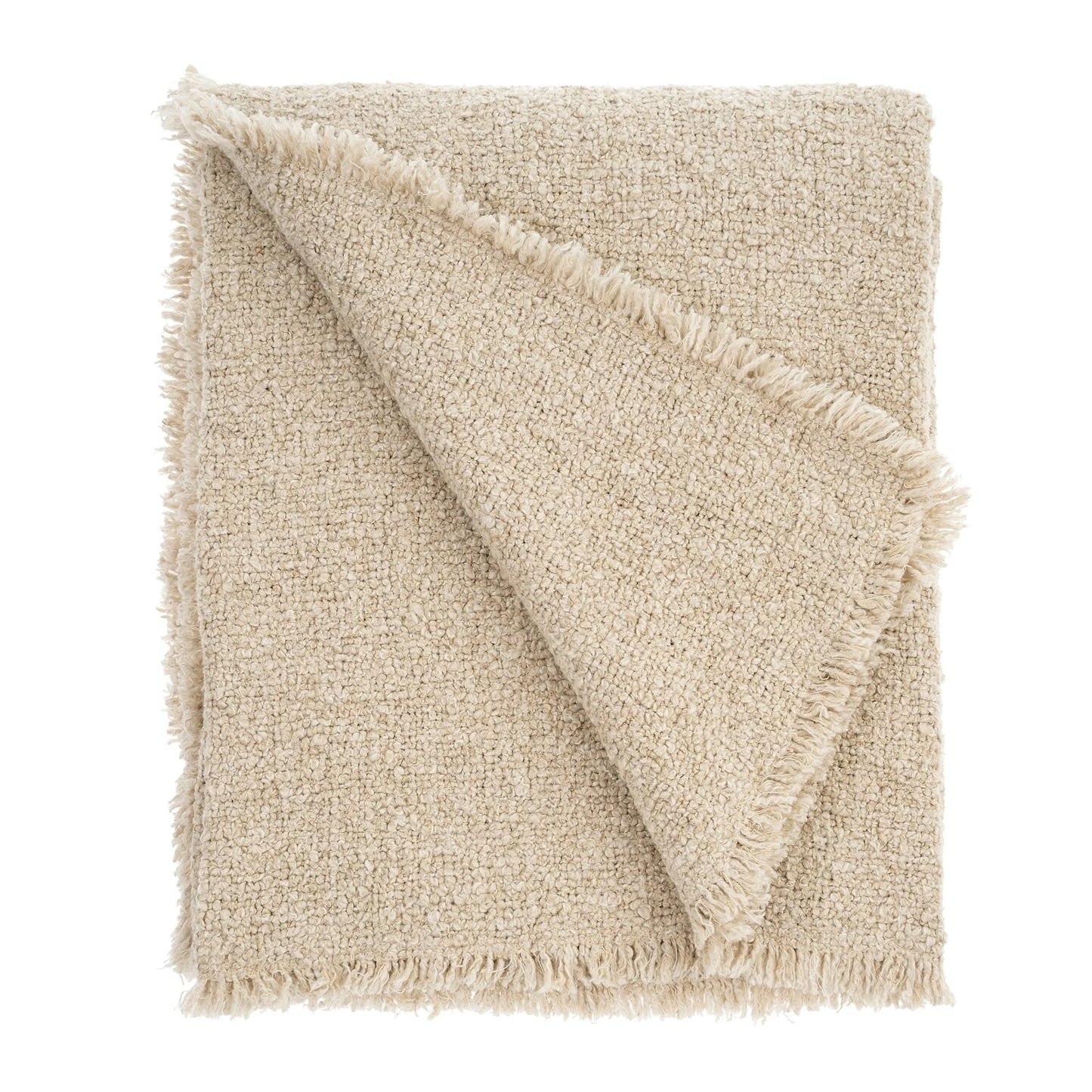 Fringed Boucle Throw - Natural