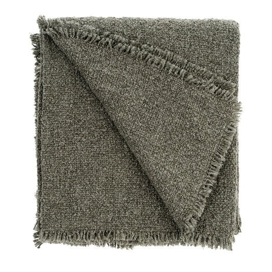 Fringed Boucle Throw - Forest