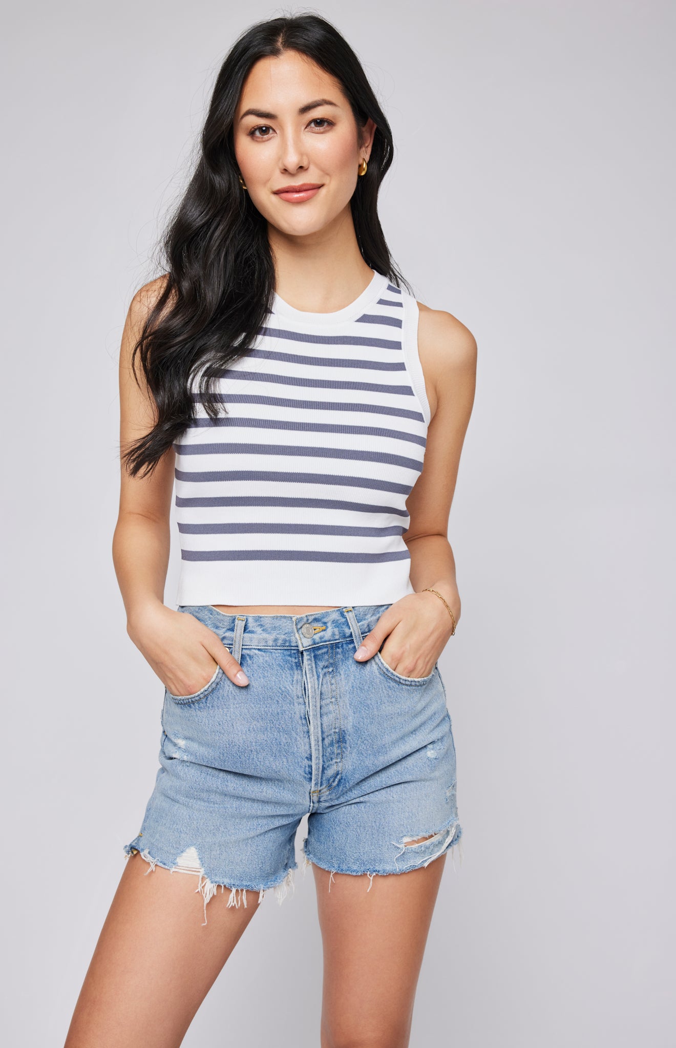 Cora Tank - Slate Stripe