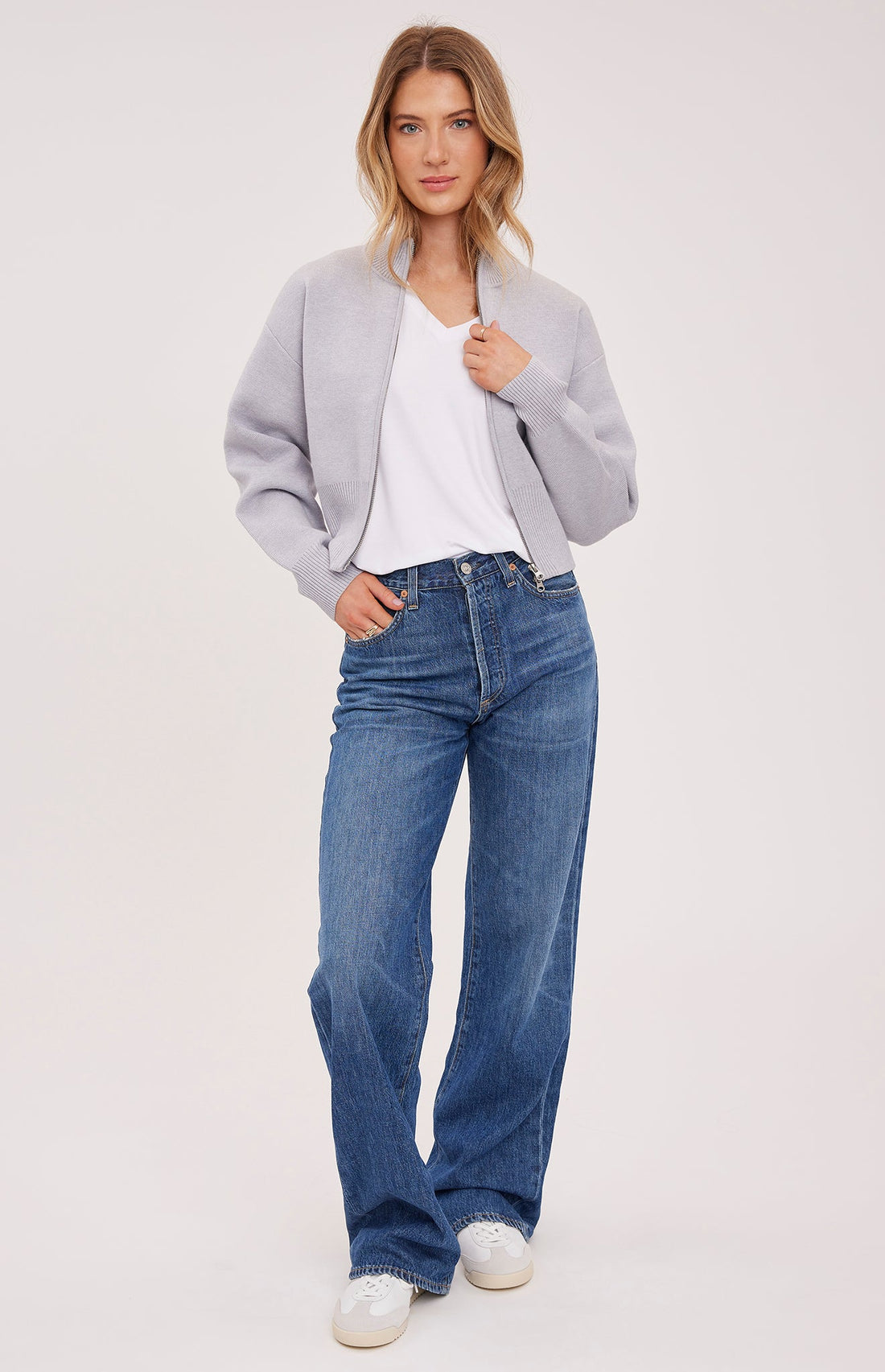 Rowan Zip Up Sweater - Heather Grey