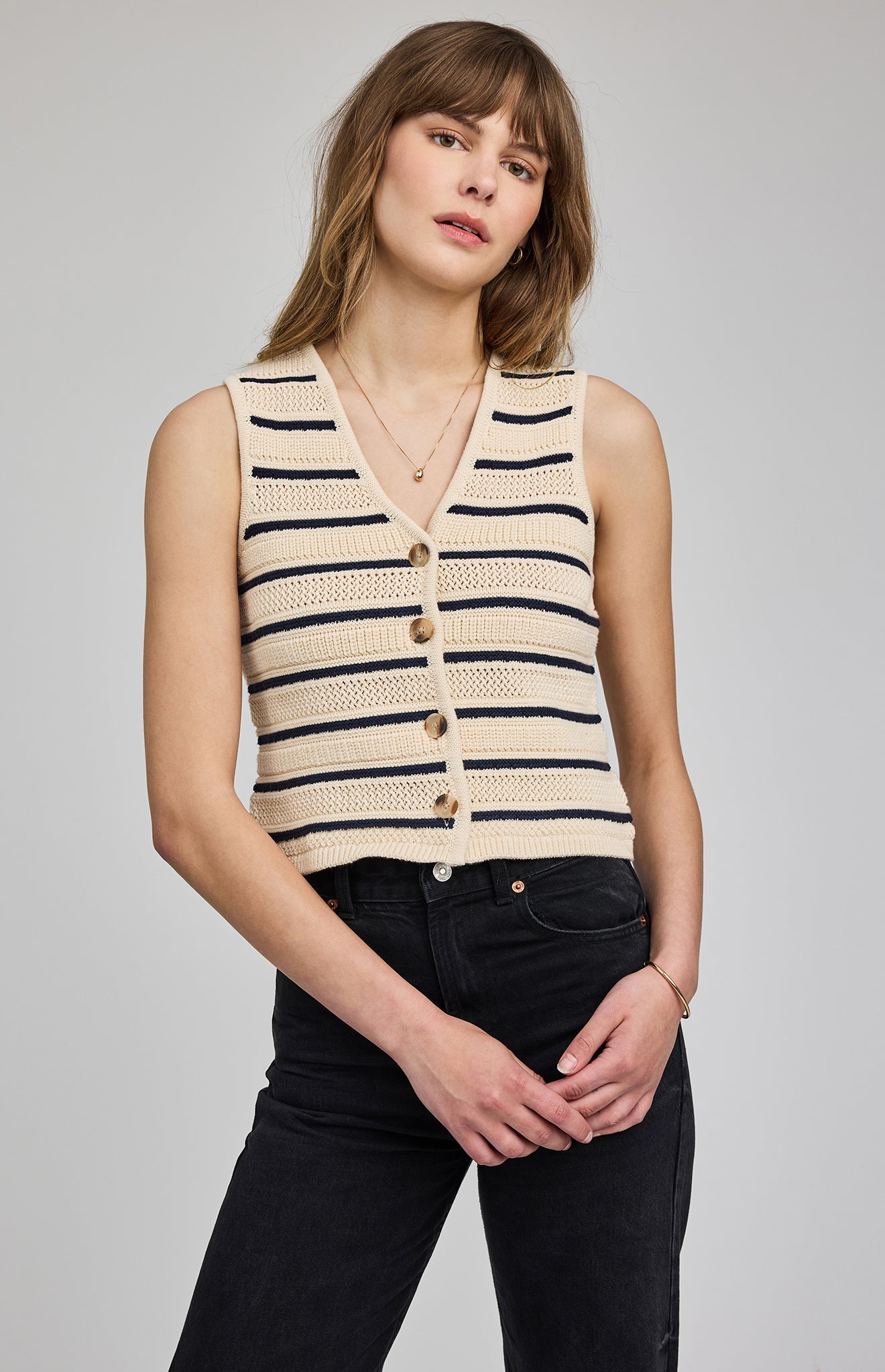 Mariana Knit Vest - Navy Stripe