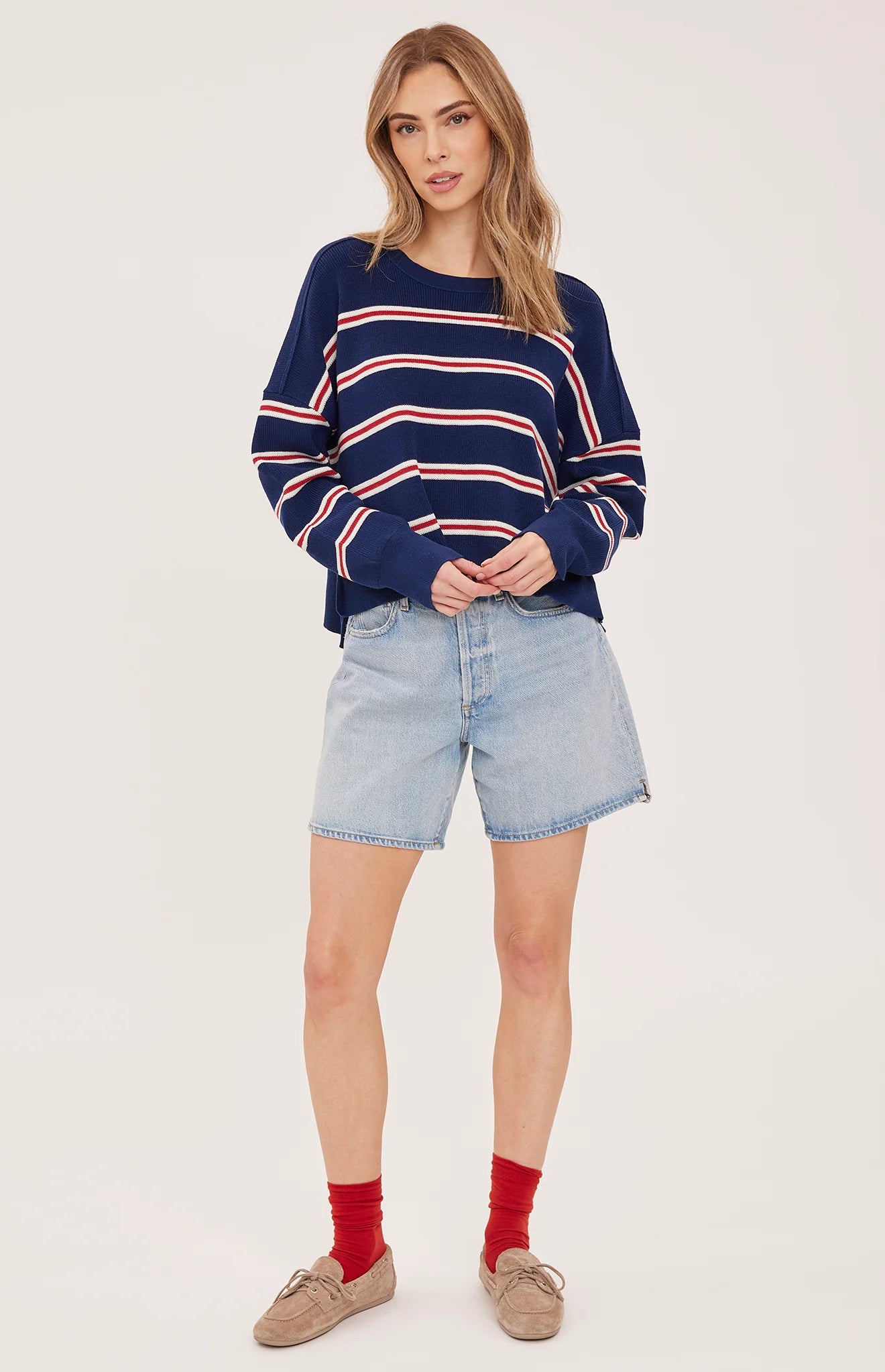 Echo Knit Sweater - Navy Stripe