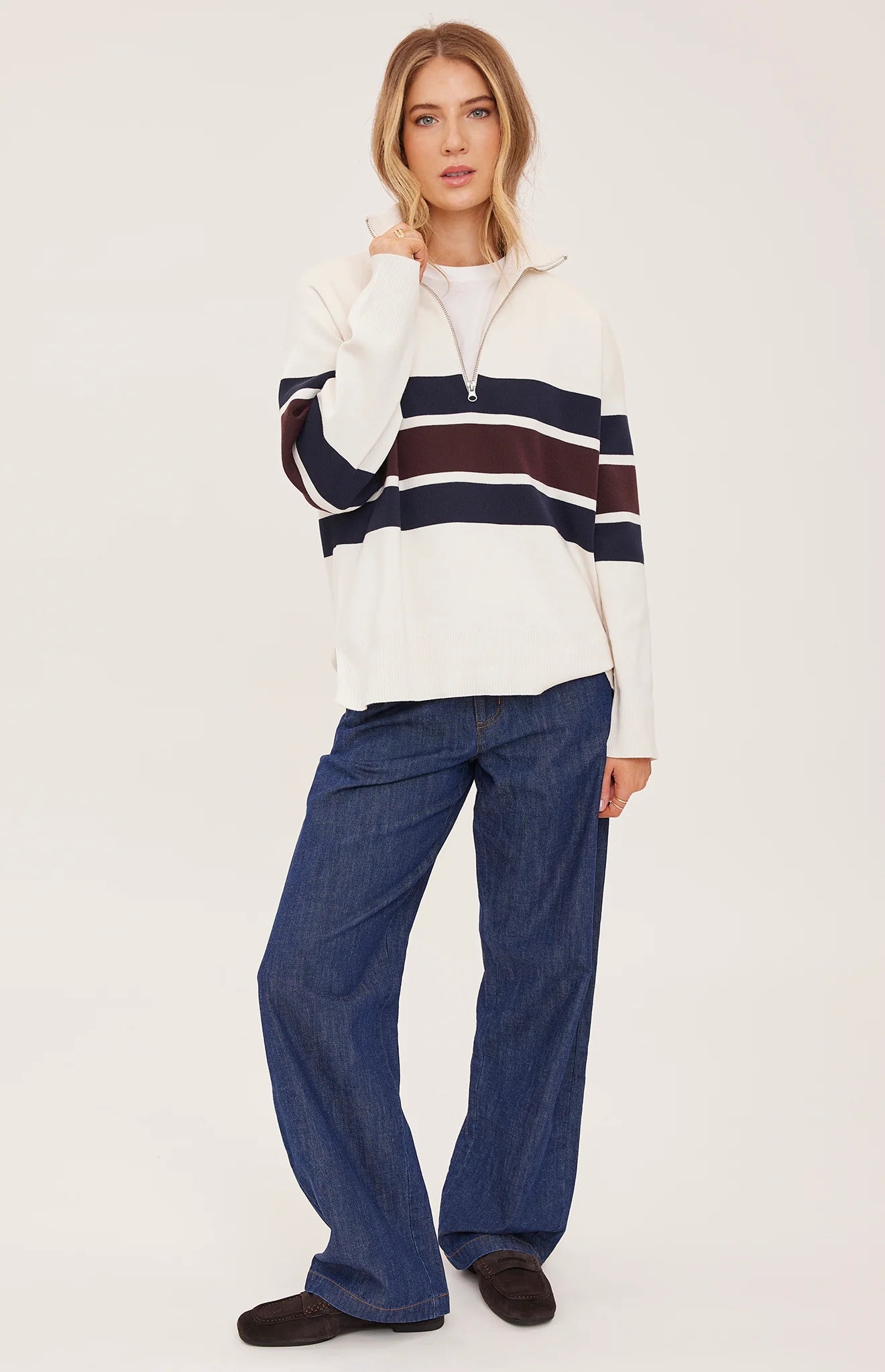 Idris Striped Sweater - Cream Stripe