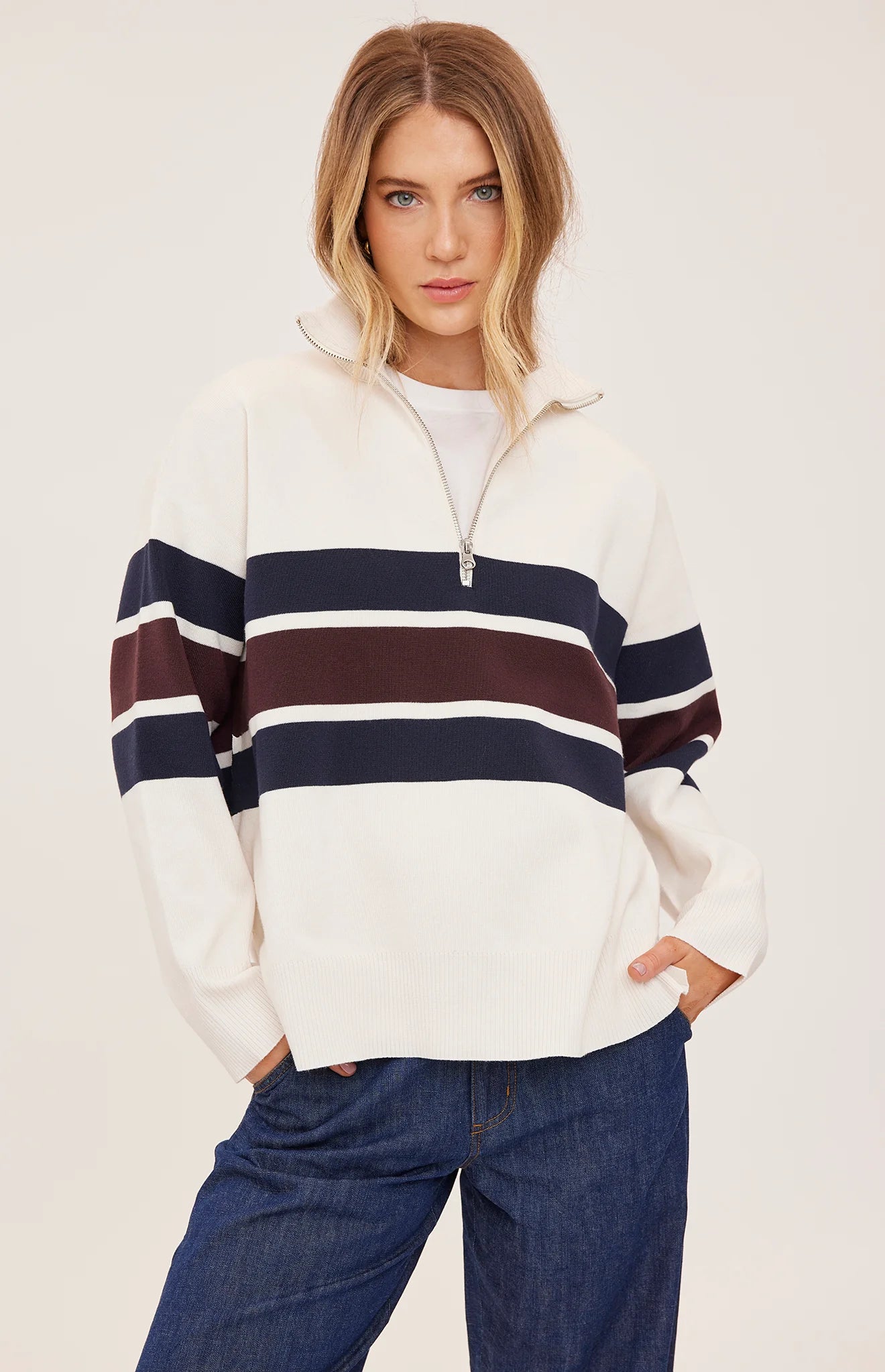 Idris Striped Sweater - Cream Stripe