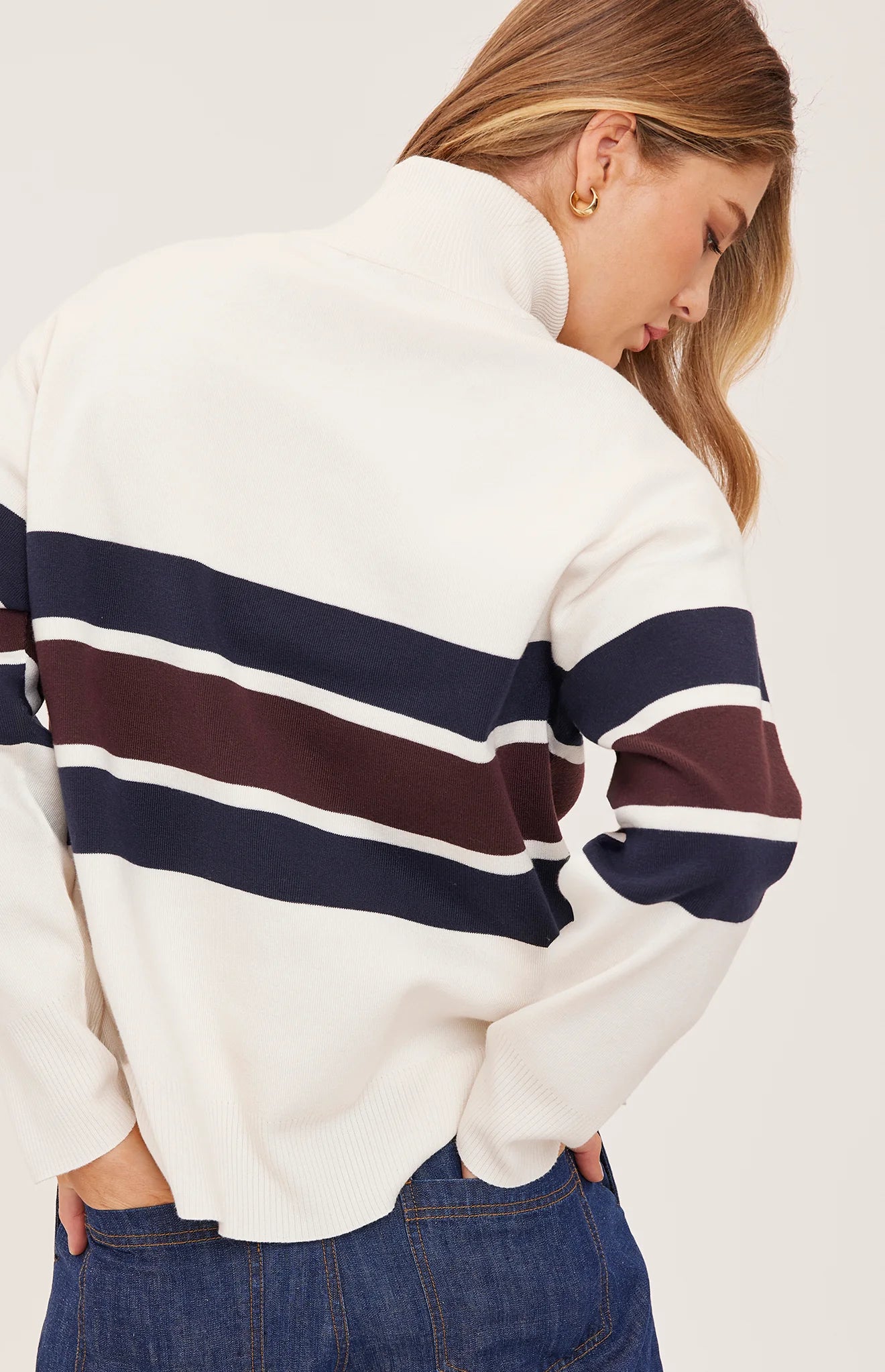 Idris Striped Sweater - Cream Stripe