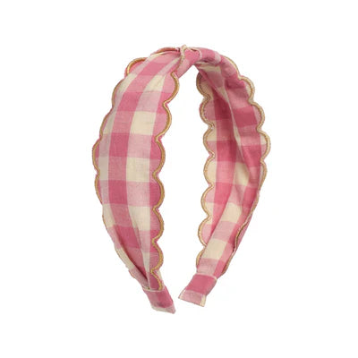 Knot Headband - Scalloped Gingham