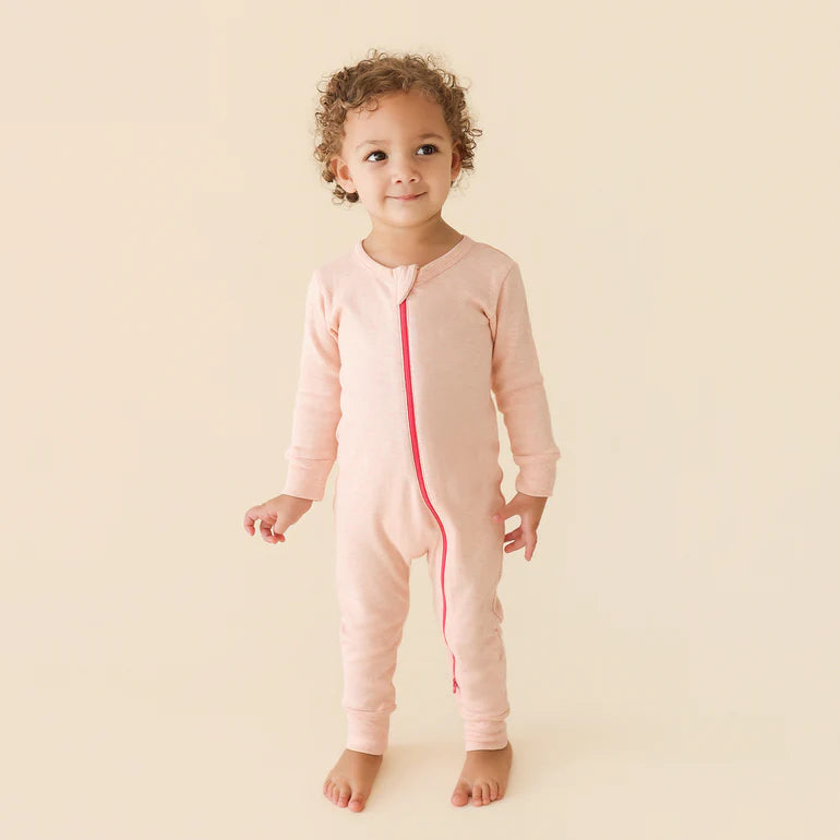 Zip Romper - Soft Pink Melange