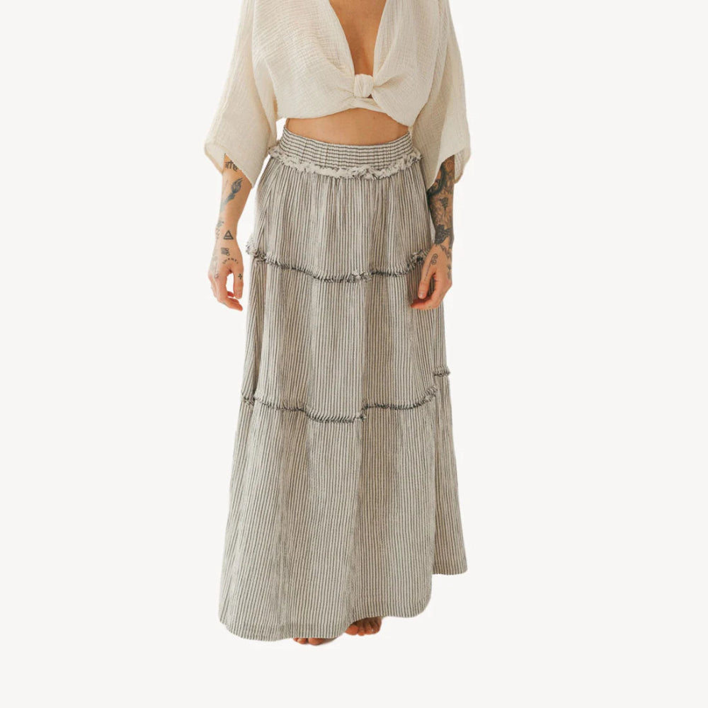 Crinkle Ruffle Skirt - Striped (O/S)