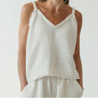 Crinkle Strappy Top - Cream (O/S)