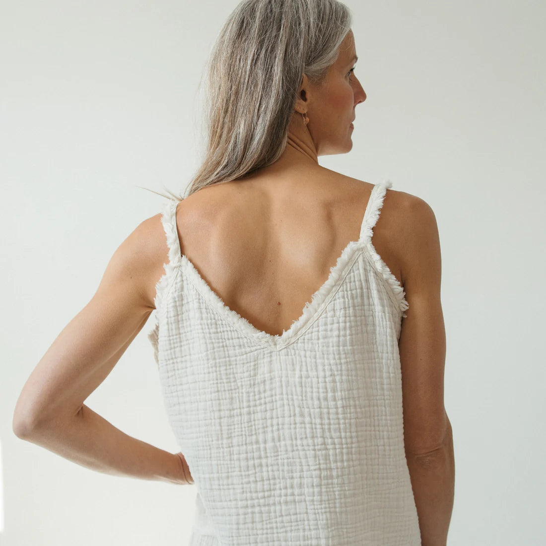 Crinkle Strappy Top - Cream (O/S)