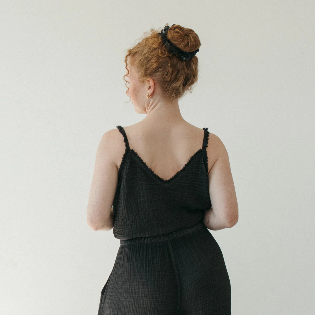 Crinkle Strappy Top - Washed Black (O/S)