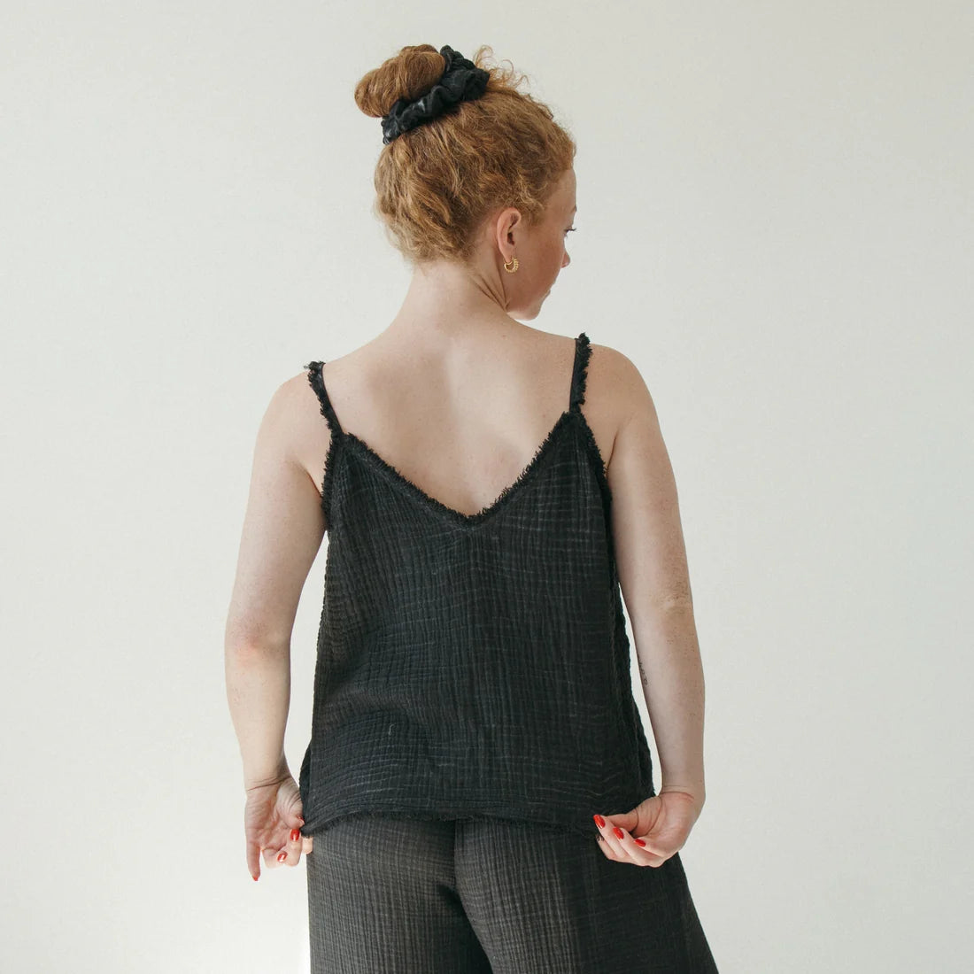 Crinkle Strappy Top - Washed Black (O/S)