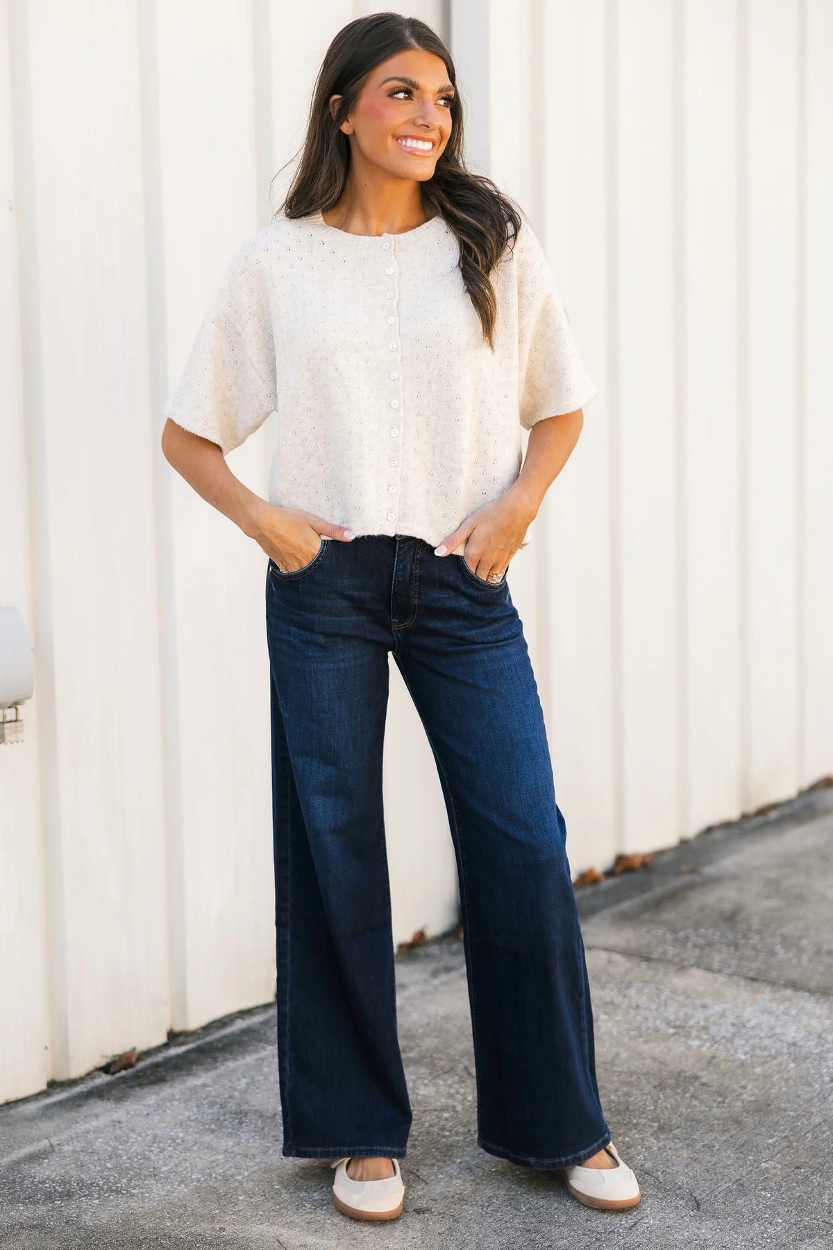 Maya High Rise Wide Leg - Angelically Wash