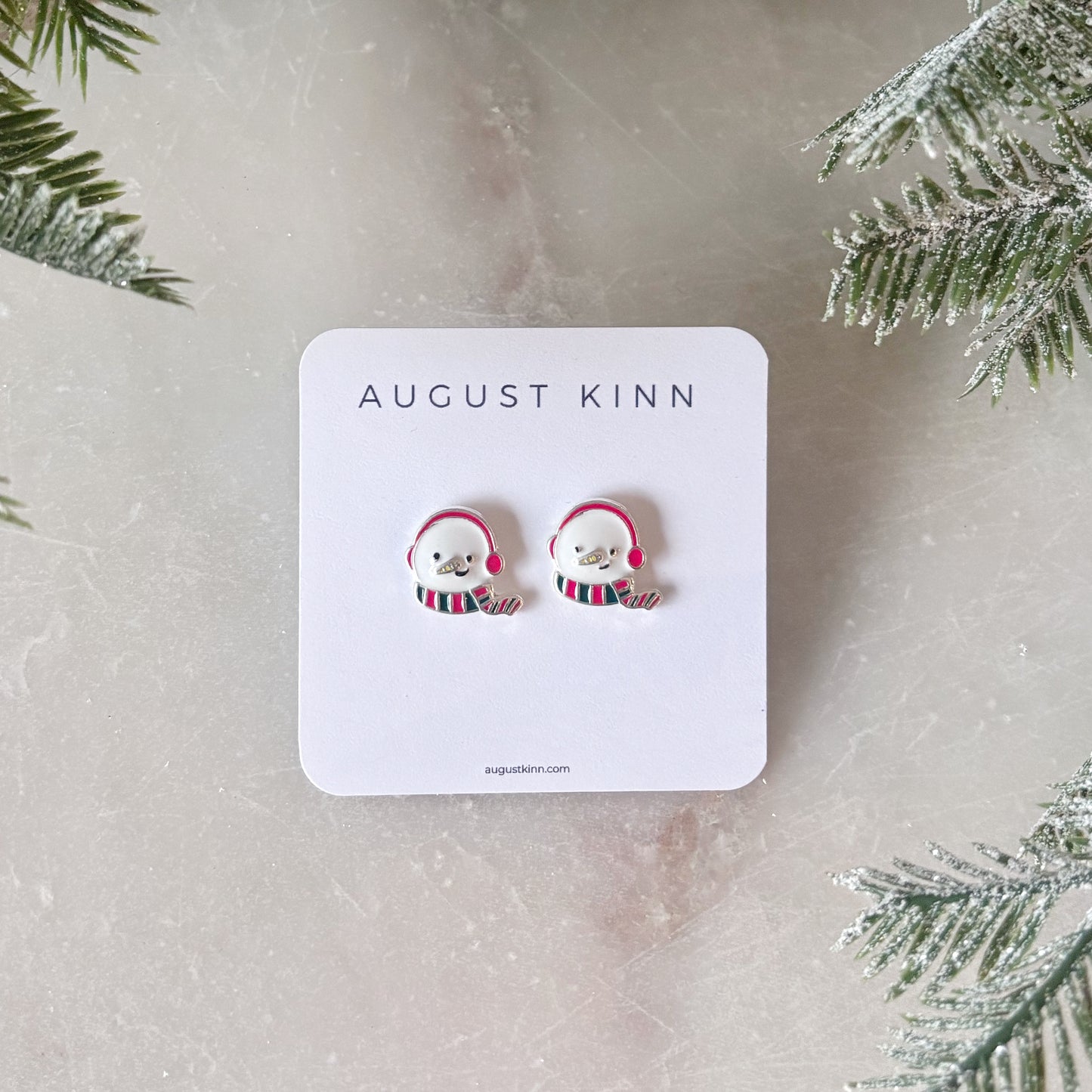 Enamel Earrings - Snowman