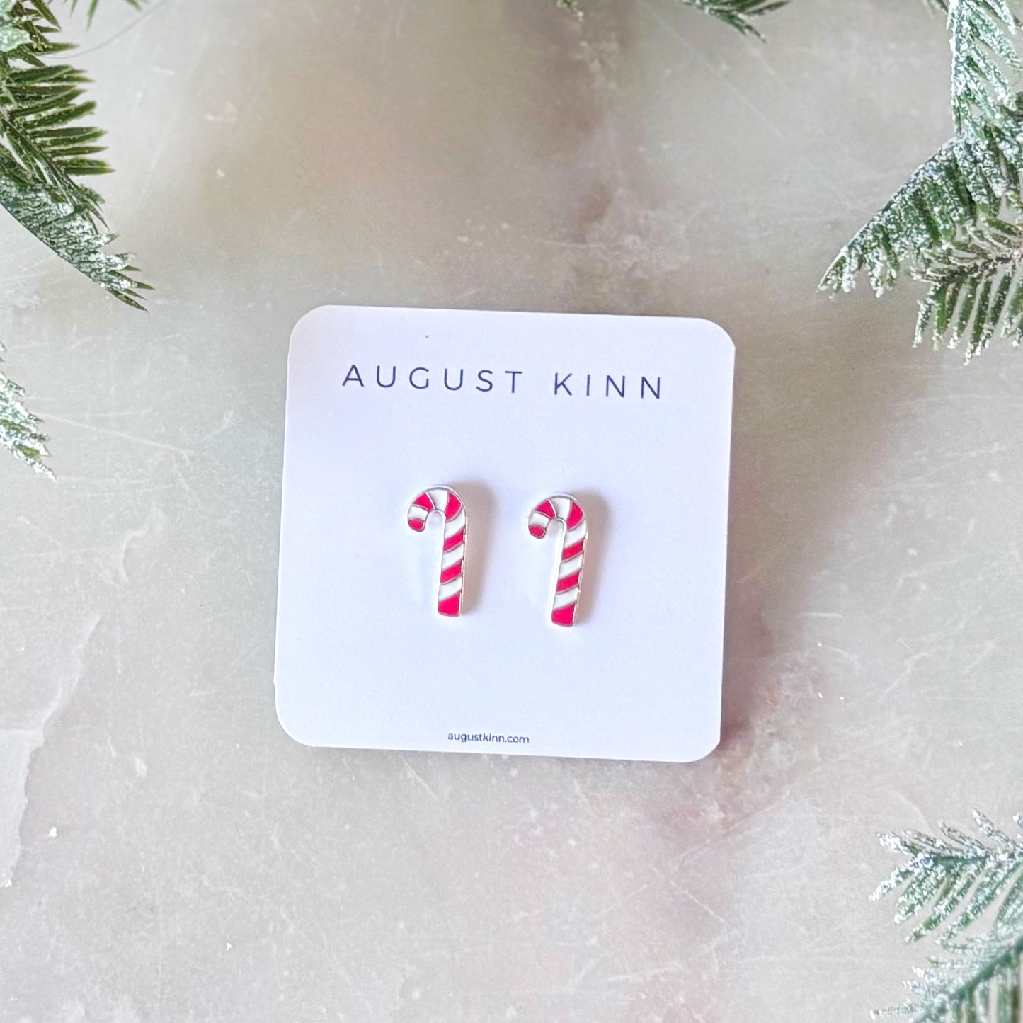 Enamel Earrings - Candy Canes