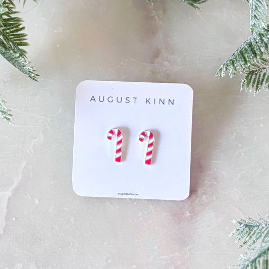 Enamel Earrings - Candy Canes