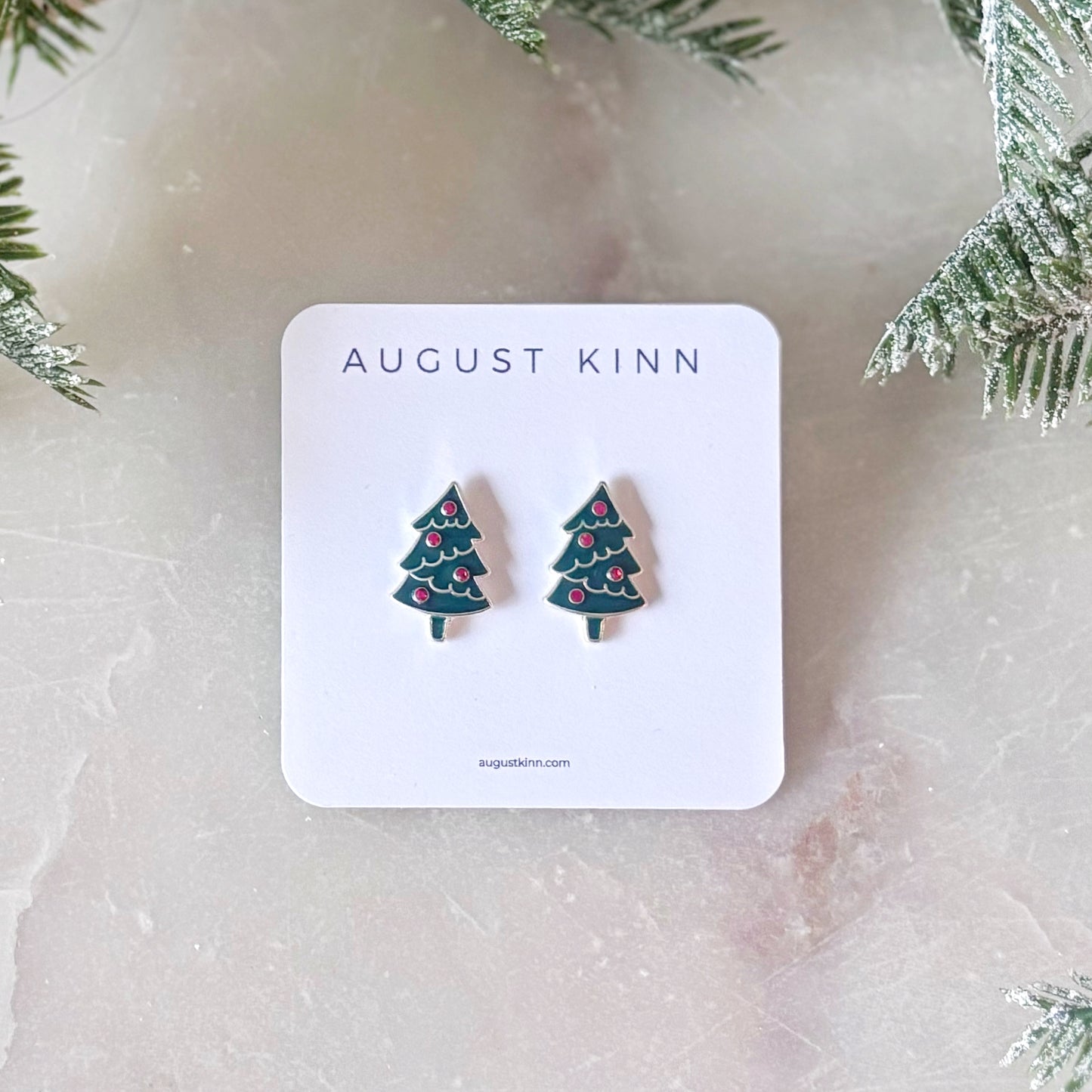 Enamel Earrings - Festive Trees