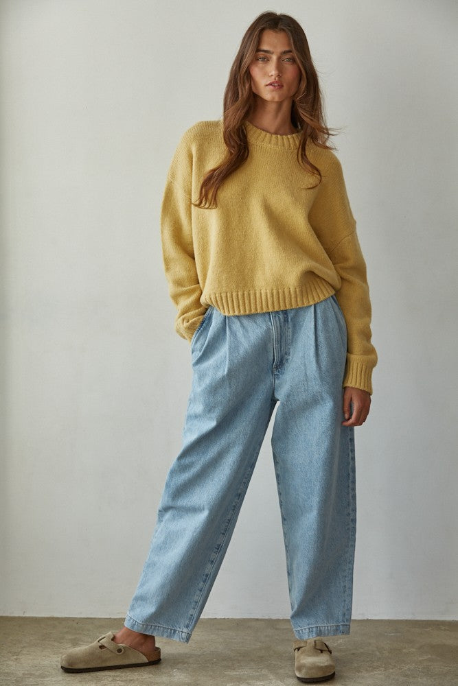 Knit Crewneck Sweater - Honey