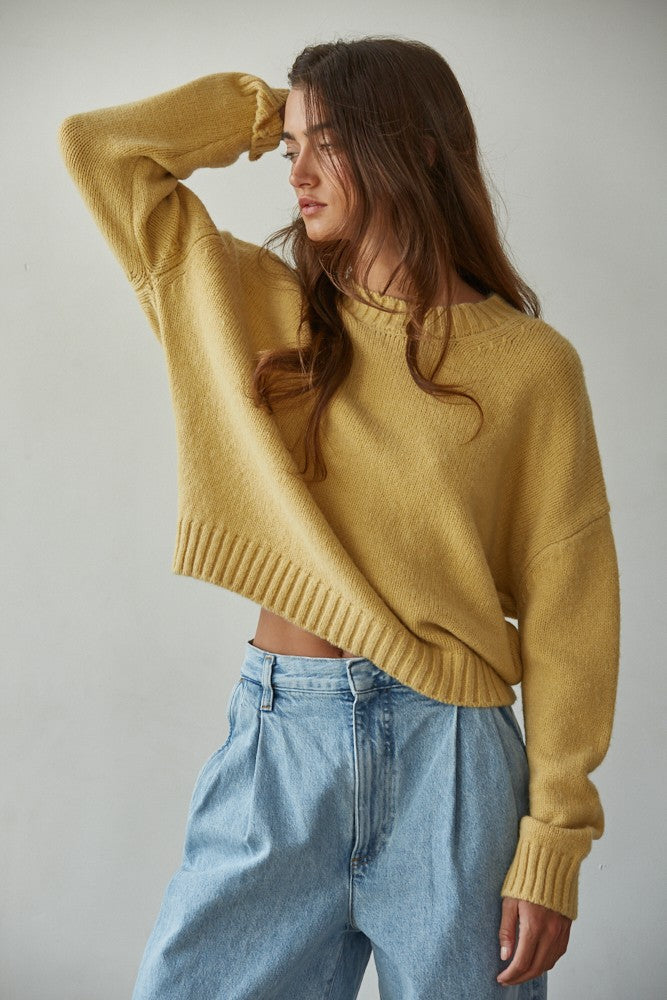 Knit Crewneck Sweater - Honey