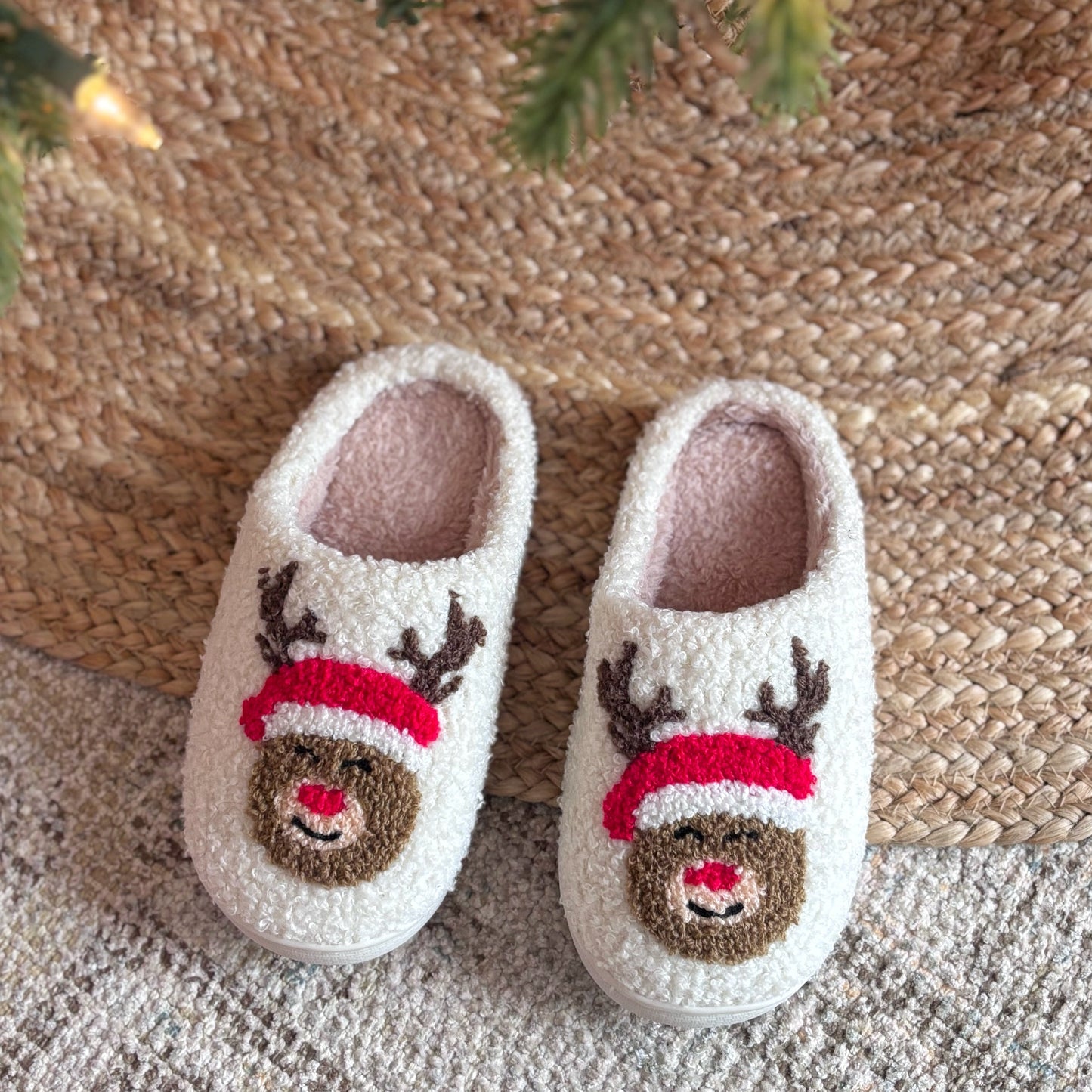 Reindeer Sherpa Memory Foam Slippers