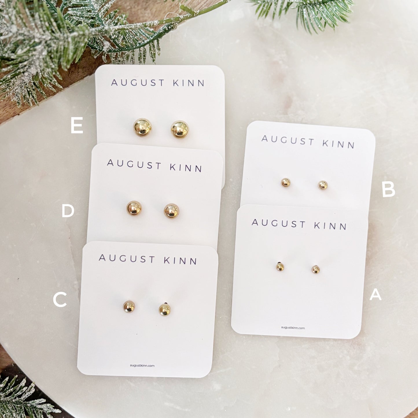 Stud Earrings - Golden Ball