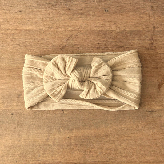 Stretchy Bow Headband - Beige