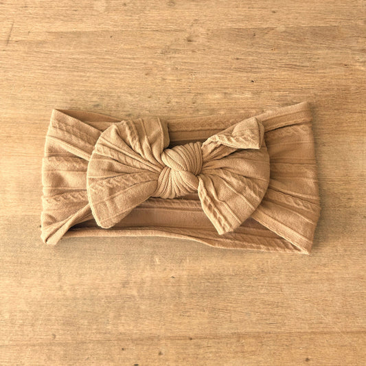 Stretchy Bow Headband - Latte