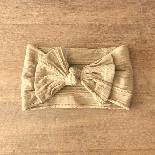 Stretchy Bow Headband - Sand