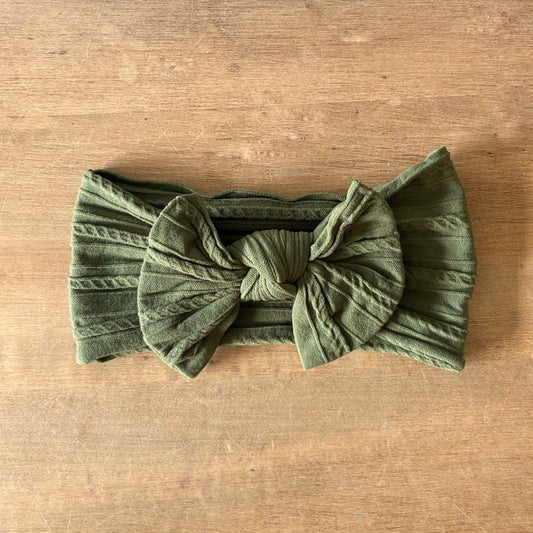 Stretchy Bow Headband - Green
