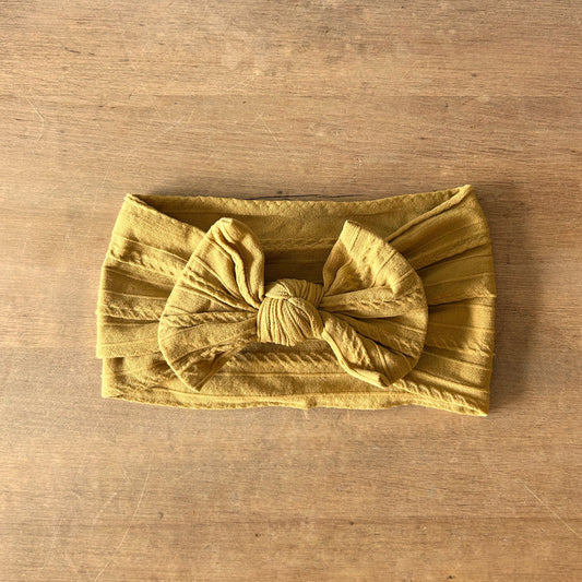 Stretchy Bow Headband - Mustard Yellow