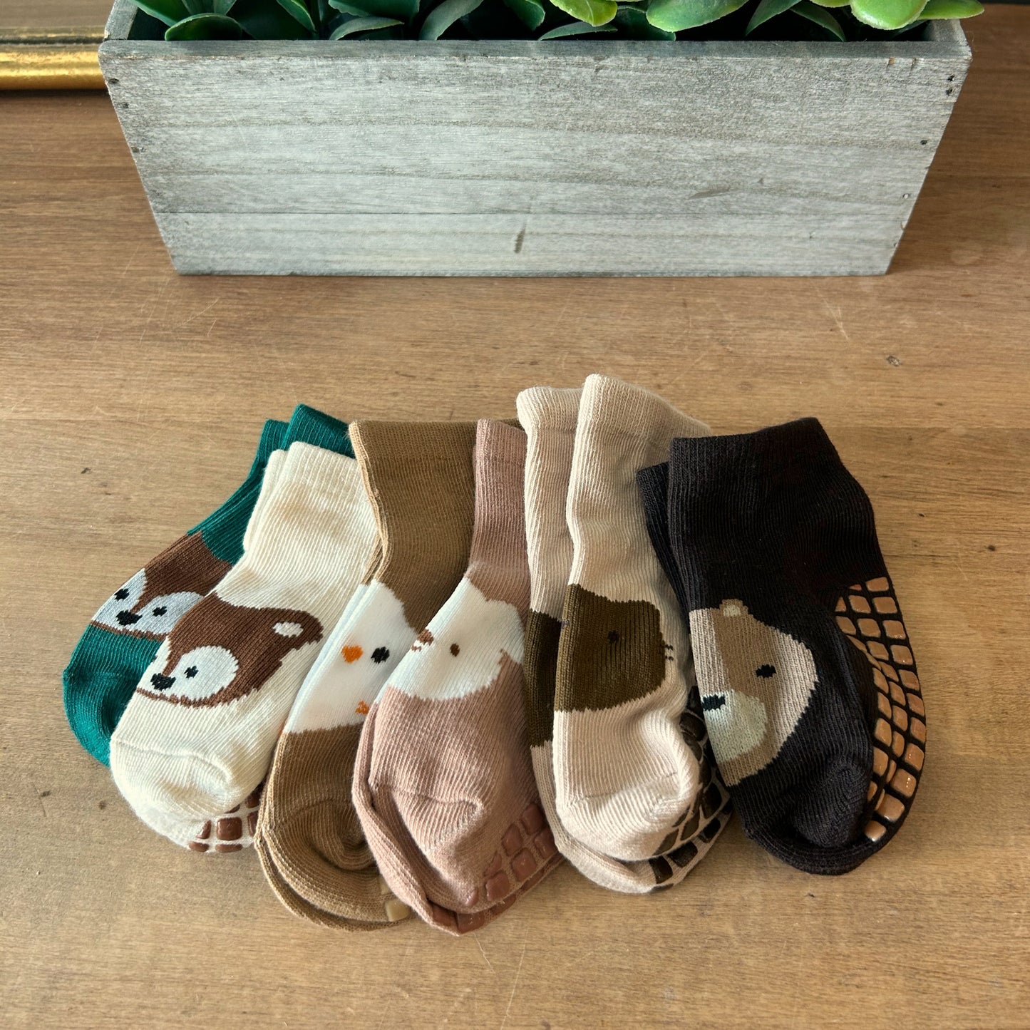 Baby Grip Socks - Brown Bear