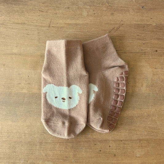 Baby Grip Socks - Mauve Puppy