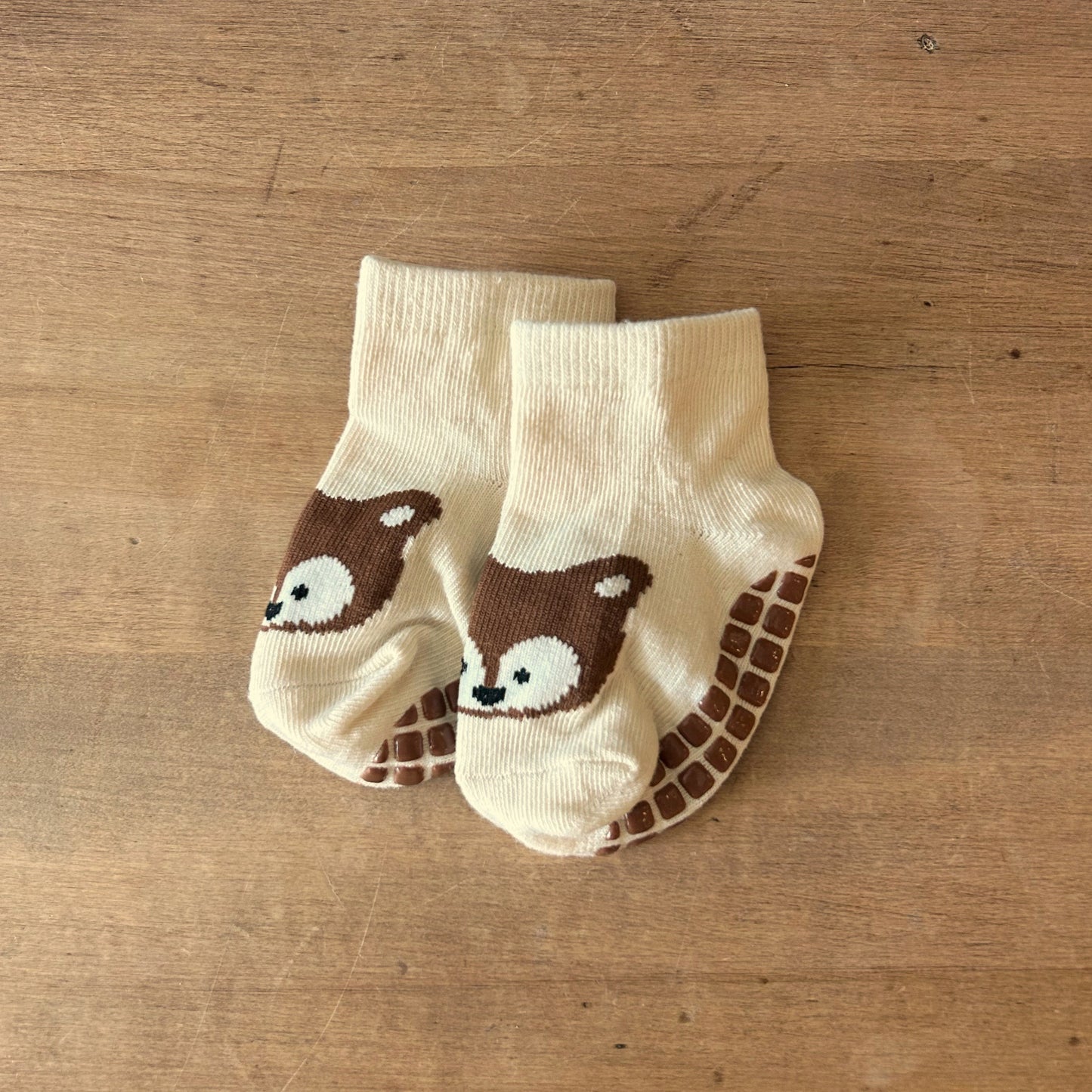 Baby Grip Socks - Ivory Fox