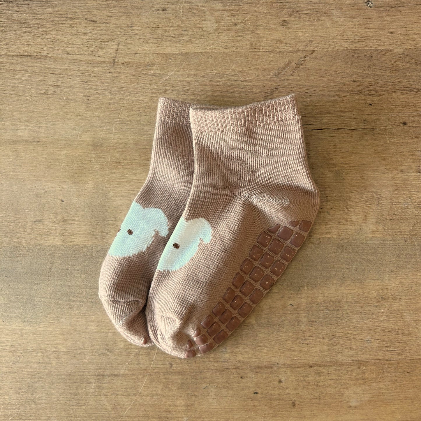 Baby Grip Socks - Mauve Puppy